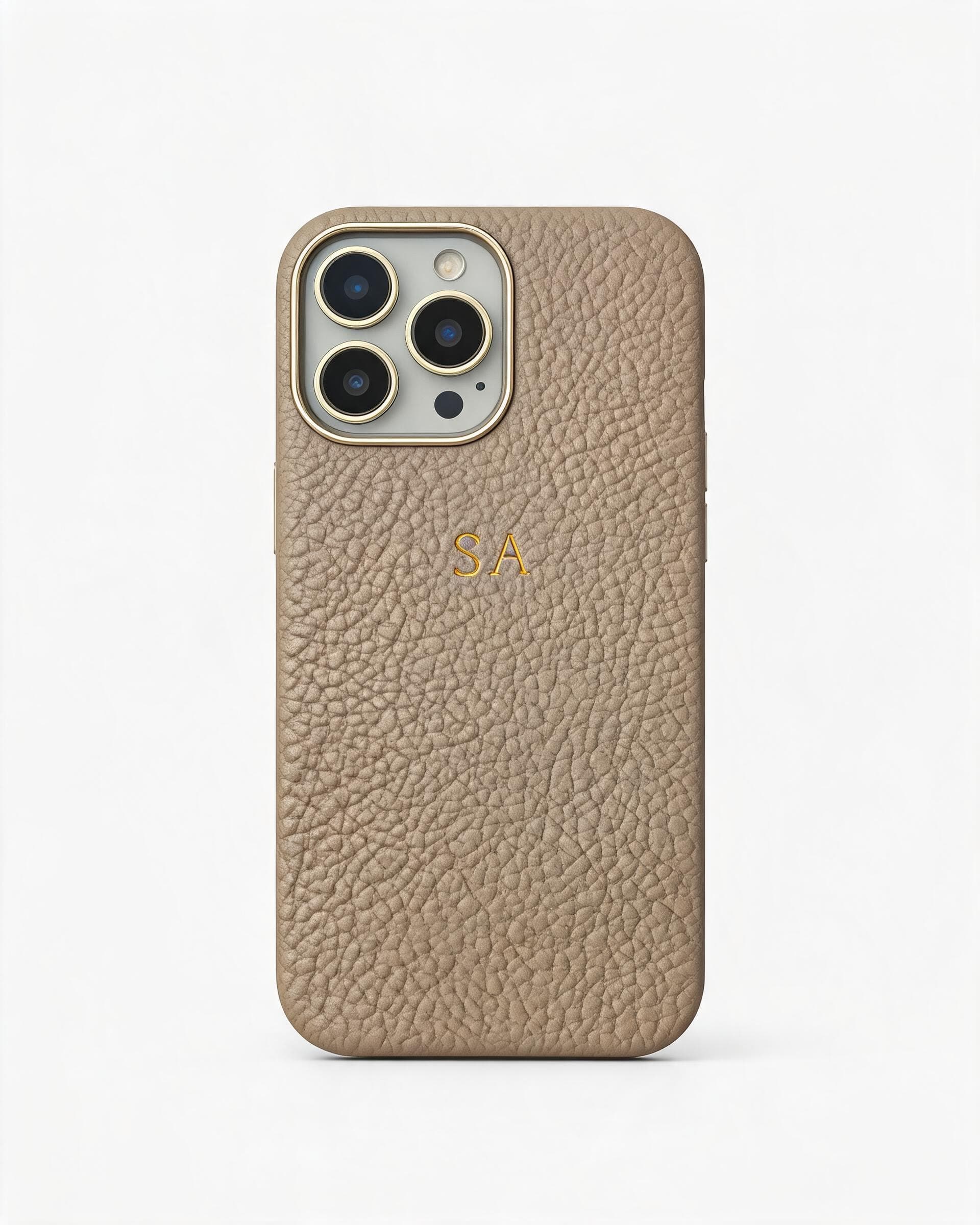Pebble Grain Gold Trim Personalised Case