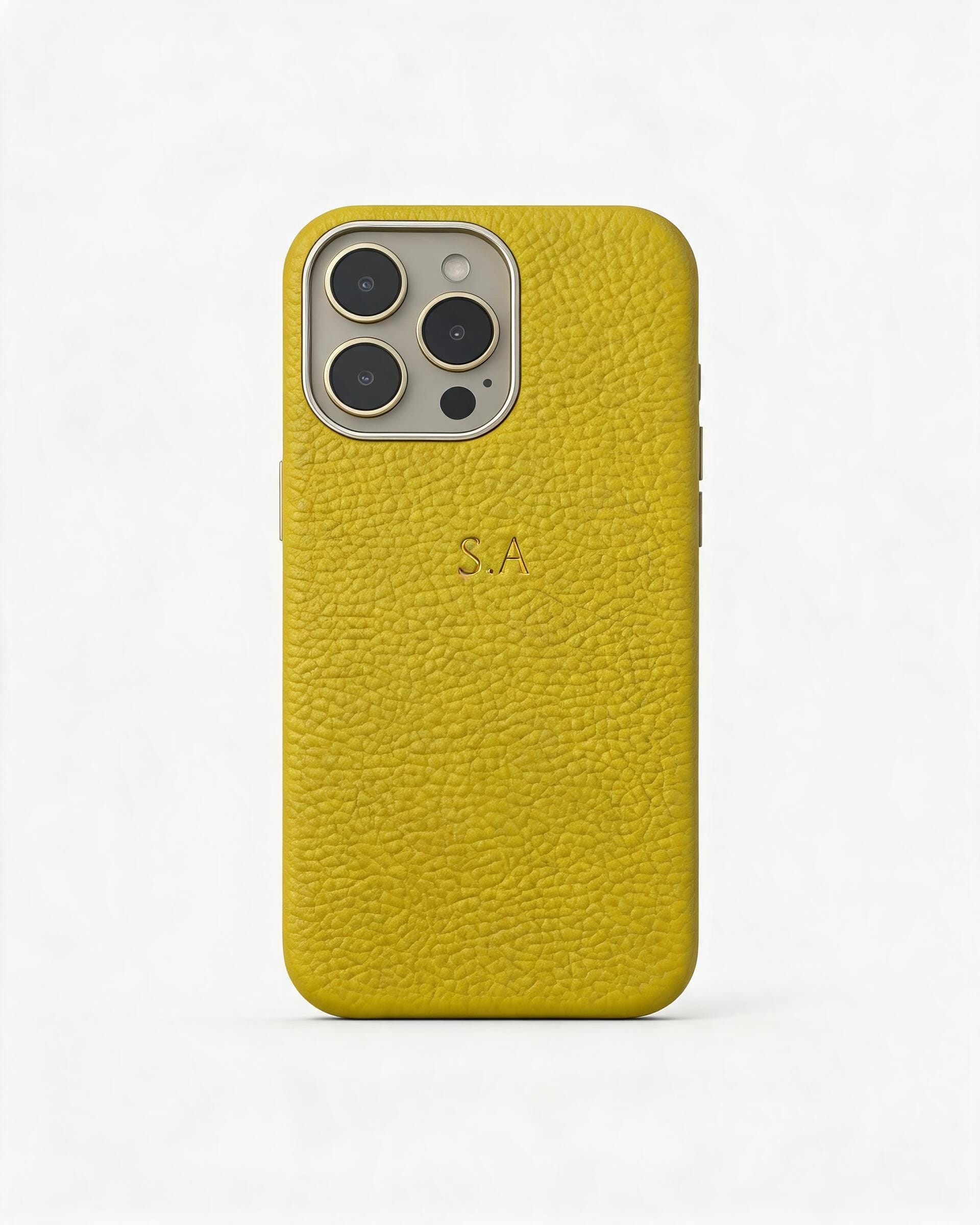 Pebble Grain Gold Trim Personalised Case