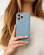 Pebble Grain Gold Trim Personalised Case