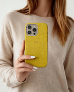 Pebble Grain Gold Trim Personalised Case